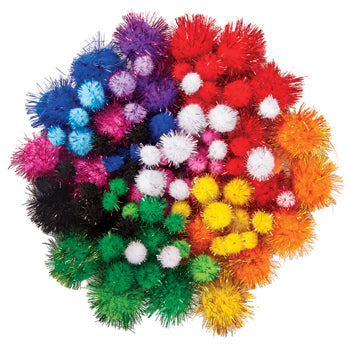 POM POMS, Glitter, Pack of 100