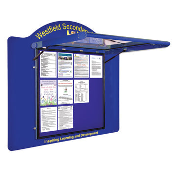 WEATHERSHIELD WALLMOUNTED CONTOUR OUTDOOR SIGNAGE, Contour Showcase, 750 x 1000mm height (4xA4 Landscape), Blue