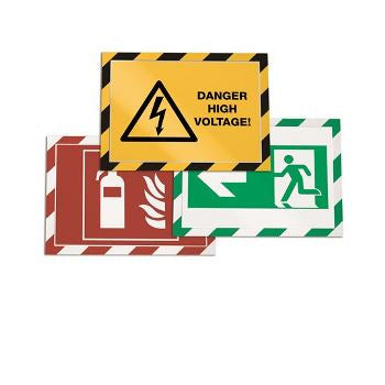 SAFETY SIGNS, Self Adhesive, Duraframe(R) Safety Frame, Red/White, Pack of 2