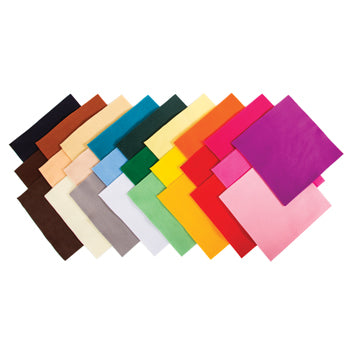 FELT, Assorted Coloured Squares, 220 x 220mm, Pack of 50