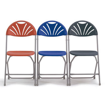 2000 COMFORT BACK FOLDING CHAIR, GREY FRAME, Blue Back, Pack of 8