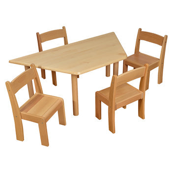 NATURAL BEECHWOOD TABLES, TRAPEZOIDAL, Sizemark 3 - 580mm height