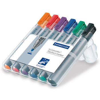 PERMANENT MARKERS, STAEDTLER(R) Lumocolor 356, Bullet Tip (2mm line width), Pack of 6