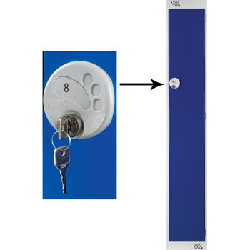 SINGLE COMPARTMENT LOCKERS WITH KEY LOCKS, 450 x 450 x 1800mm (w x d x h), Single Bay Locker, Electric Blue doors