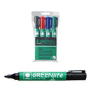 GREENLIFE DRYWIPE MARKERS, Bullet Tip, 4 Assorted Colours, Assorted, Pack of 4