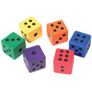 FOAM DICE, Rainbow Dots, 80mm, Set of 6