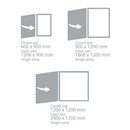 SPACESAVING ALUMINIUM FRAMED WHITEBOARDS, Non-Magnetic Winged, Single Wing - 3 Surface, 1200 x 1200mm height