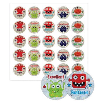 STICKERS, MOTIVATION & REWARD, Monster with Caption, Pack of 100 stickers