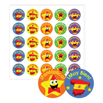 MOTIVATION AND REWARD STICKERS, Spanish, 28mm, Pack of 125
