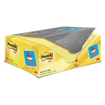 POST-IT(R) CANARY(TM) YELLOW NOTES, Canary(TM) Yellow Value Pack, 76 x 127mm, Pack of 16 + 4 FREE