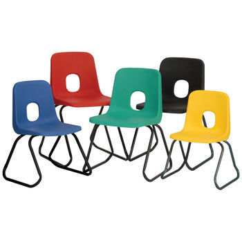 SERIES E SKID BASE CHAIR, NON-FIRE RETARDANT SHELL, Sizemark 6 - 460mm Seat height, Jade