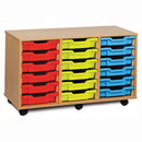 MOBILE TRAY UNITS, TRIPLE COLUMN, 18 Shallow Tray, Beech
