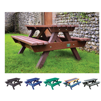 MARMAX RECYCLED PLASTIC PRODUCTS, Heavy Duty Picnic Table, Adult, Rainbow, Each