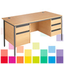 DESK WITH FIXED DRAWER UNIT, Double, 1500mm width, Oak, Smartbuy