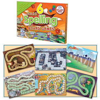 SMART KIDS, BOARD GAMES,Spelling and Language, Level 2, Age 6-9, Set of 6