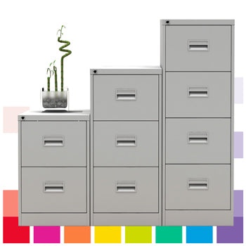 VERTICAL FILING CABINETS WITH ANTI-TILT MECHANISM, 4 Drawer, Grey, Smartbuy