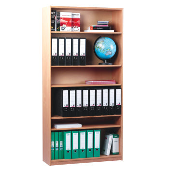CLASSROOM STORAGE, OPEN BOOKCASE, 1 Fixed & 4 Adjustable Shelves, 1800mm height, Maple