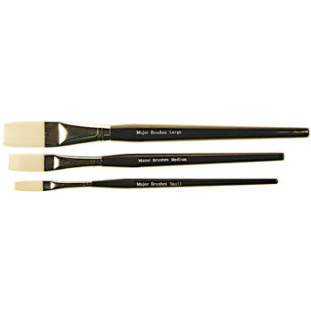 PAINTBRUSH, SHORT HAIR, Flat Brush, Short Handle, Assorted, Pack of 3