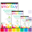 PRESENTATION FOLDERS WITH GLASS CLEAR POCKETS, Smartbuy, Recycled Front and Back, A3, 20 pocket, Pack of 12