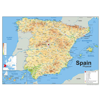 MAP, LAMINATED, Physical Spain, 841 x 594mm, Each