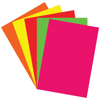 ASSORTED FLUORESCENT CARD, Pack of 5 x 20 sheets