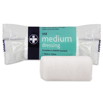 FIRST AID, DRESSINGS, WOUND, Sterile Dressing with Bandage, Medium, 120 x 120mm, Each