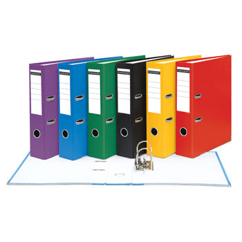 FILES, LEVER ARCH, A4 UPRIGHT, 63mm CAPACITY, 2 RING MECHANISM, Matt Cover, Purple, Box of 10