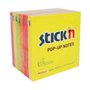 REPOSITIONABLE NOTES, STICK 'N POP-UP NOTES, Neon Rainbow, 76 x 76mm, Pack of 6