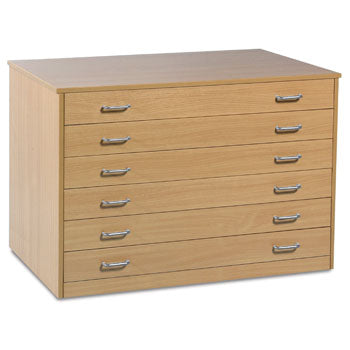 STATIC UNIT, 6 DRAWER PLAN CHEST, Maple