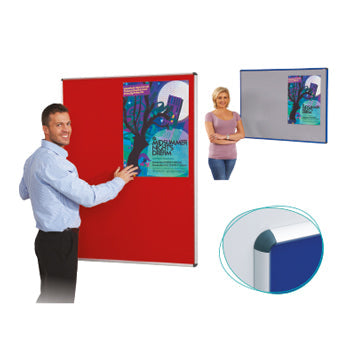 SHIELD(R) NOTICEBOARD, Blue Frame with Grey Cloth, 1200 x 900mm