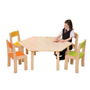 NATURAL BEECHWOOD TABLES, HEXAGONAL, Sizemark 1 - 470mm height