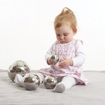 TEXTURE AND FEEL, SENSORY REFLECTIVE SILVER BALLS, Set of 4