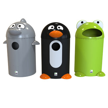 LITTER BINS, AQUABUDDY, DolphinBuddy, 55 litre, with liner, 440 x 825mm (dia. x h), Leafield Environmental, Each