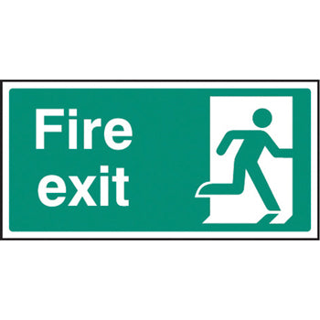 SAFETY SIGNS, BS5499, SELF-ADHESIVE, FIRE EXITS, Plain - No Arrow - Final exit, 300 x 150mm, Each