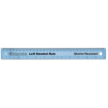 RULER, PLASTIC, Left-Handed, 30cm, cm/inches Clear Blue, Pack of 10
