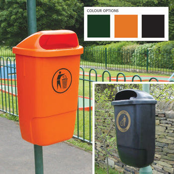 WASTE DISPOSAL, ASB/50 POST MOUNTABLE BIN, Black, WYBONE, Each