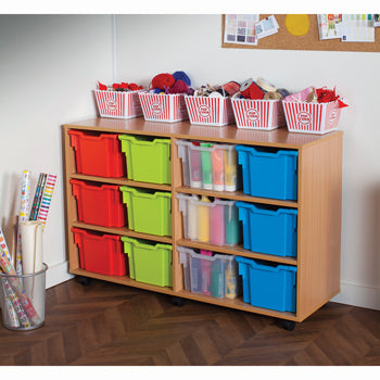 MOBILE EXTRA DEEP TRAY UNIT, MOBILE TRAY UNITS, MOBILE TRAY UNITS, 12 Extra Deep Tray Unit, Beech