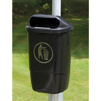 POST MOUNTED LITTER BIN, 50 litre capacity, BXMT-DINBIN-50, broxap, Each