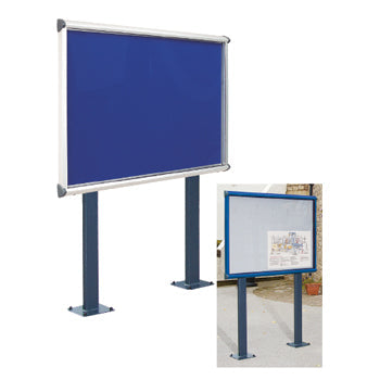 SHIELD(R) EXTERIOR SHOWCASE, Post Mounted, Surface Post - Aluminium Frame, 1182 x 1050mm height 15 x A4, Blue