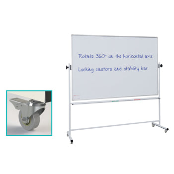 MOBILE ALUMINIUM FRAMED WHITEBOARDS, Mobile Swivel/Revolving, Non-Magnetic, 1200 x 900mm height
