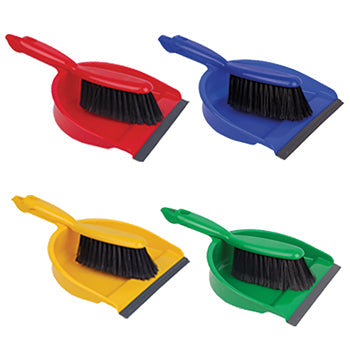 COLOUR CODED SOFT DUSTPAN AND BRUSH SETS, Blue, Set