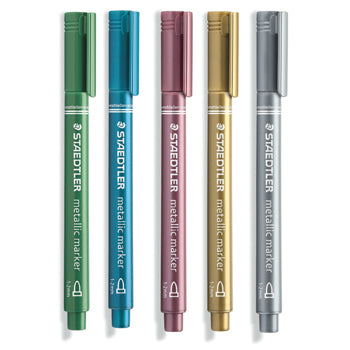 METALLIC MARKERS, STAEDTLER(R) Metallic, Assorted, Pack of 5