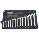 SPANNERS, SATIN CHROME FINISH, Combined Open Jaw and Ring, 8-24mm, Set of 14