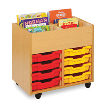 BOOK STORAGE, SINGLE SIDED KINDERBOXES, 4 Bay, Maple