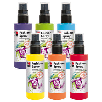 FABRIC PAINTS, Marabu Fashion Spray, Pack of 6 x 100ml