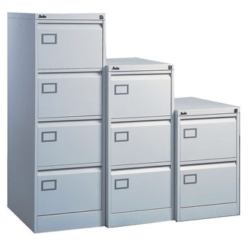 STEEL STORAGE UNITS, EXECUTIVE FILING CABINETS, Without Security Bar, 3 Drawer, 1009mm height, Grey, Silverline
