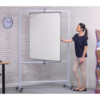 MOBILE ALUMINIUM FRAMED WHITEBOARDS, Mobile Pivoting, Non-Magnetic, 1800 x 1200mm height