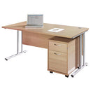 DESKS & STORAGE BUNDLE DEALS, RECTANGULAR DESK & 2 DRAWER UNIT BUNDLE, 1600mm width, White