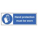 SIGNS, SAFETY, SELF-ADHESIVE, Hand protection must be worn, 300 x 100mm, Each