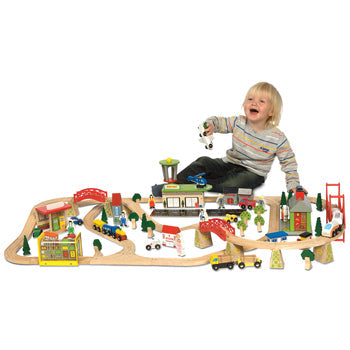 TRAIN & PLANE RAILWAY SET, Age 3+, Set of 124 pieces